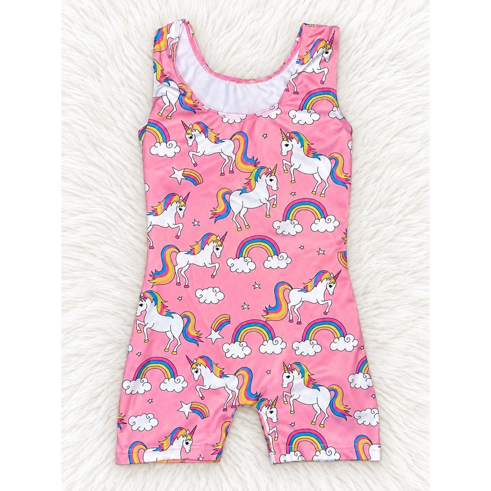 Pink Unicorn Rainbow Biketard Leotard Girls Size 5T 120 Gymnastics Dance